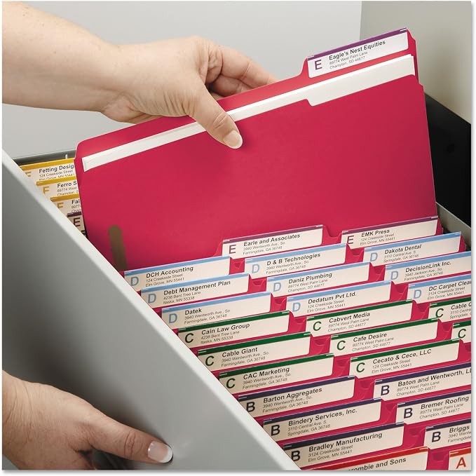 Pendaflex Fastener Folders, 2 Fasteners, Letter Size, Red, 1/3 Cut Tabs in Left, Right, Center Positions, 50 per Box (22740), Specialty
