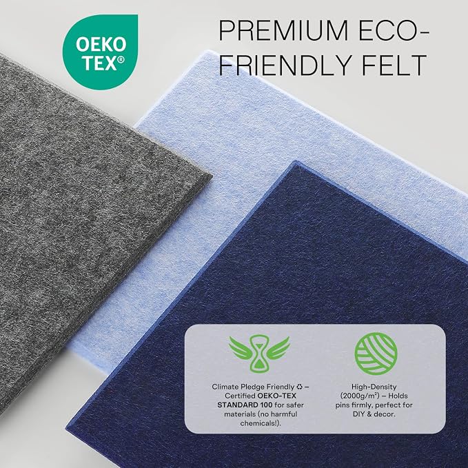 MaxGear Felt Bulletin Board 36" x 24", Light Blue Felt Wall Tiles Push Pins | Cork Board For Walls Alternative, 6 Pack 11.8" x 11.8" Wall Panels, Pin Board Custom Layout Design, Office Decor Home Decor