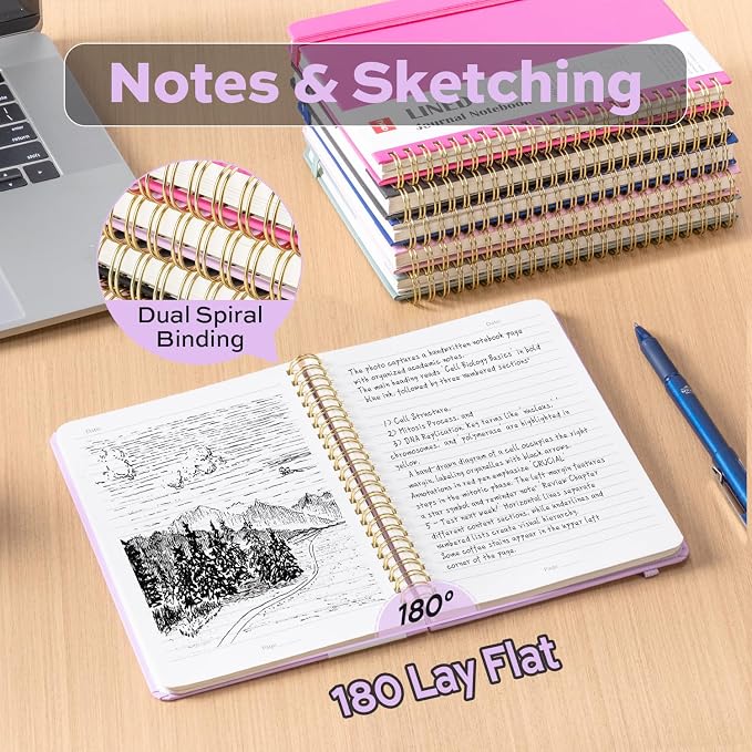 deli Purple Lined Spiral Journal Notebook, 160 Pages, A5 (5.5"x8") Hardcover Writing Notebook, College Ruled Spiral Bound Journal for Women & Men - Perfect for Work, School, Office & Note Taking