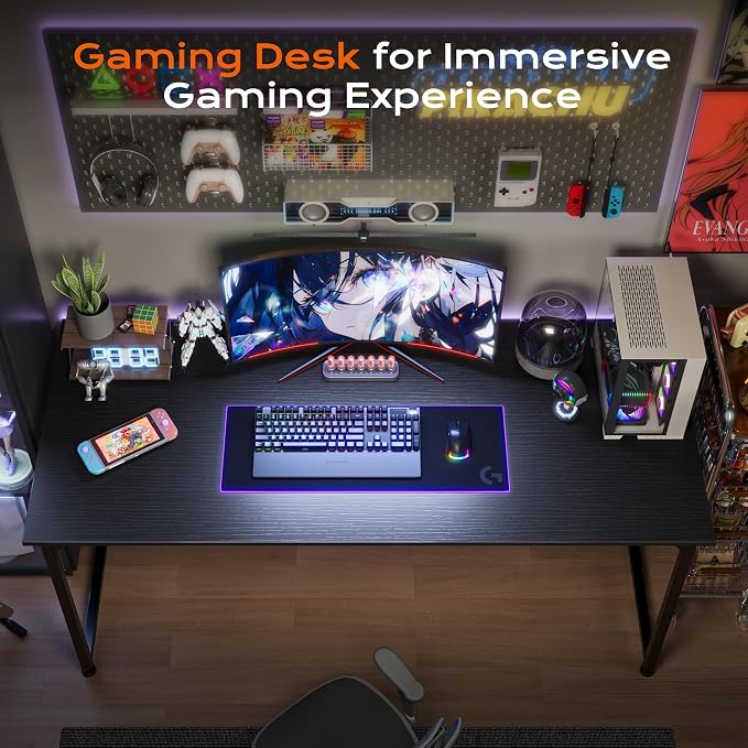 47 X 24 Inch Computer Desk with Deeper Desktop, Gaming Office Writing Work Desk for Home Office, Study, Bedroom, Work from Home, Metal Frame, Black