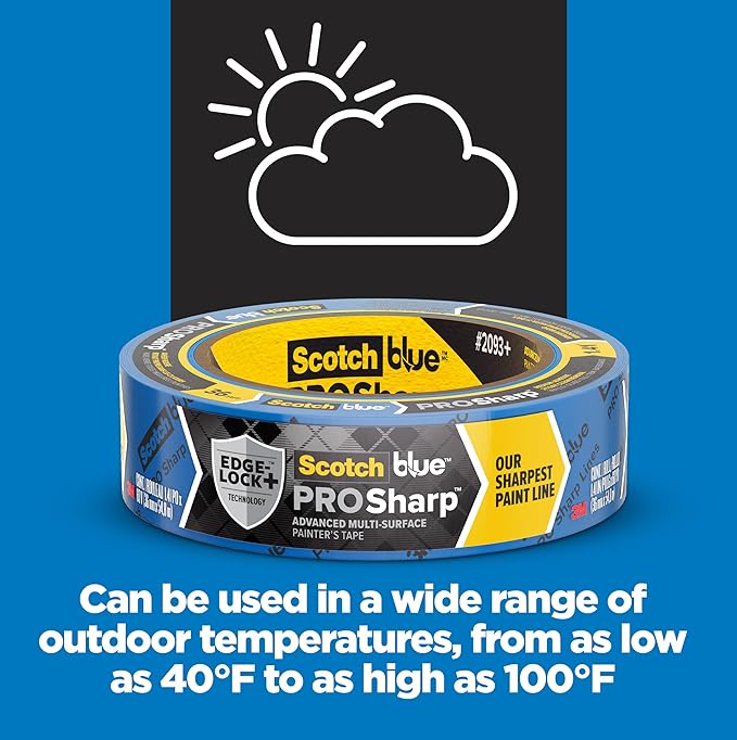 ScotchBlue PROSharp Painter's Tape-2 Inch Wide (1.88 in x 60 yd) 1 Roll Blue Tape Protects Surfaces and Removes Easily, Edge-Lock for Indoor and Outdoor Use (2093+-48EC),(Pack of 2)
