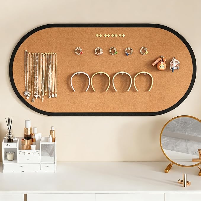 Felt Bulletin Board 47" x 24", Framed Cork Board Alternative with 30 Pins | Large Decorative Felt Pin Board with Frame, Vision Board for Office Home Bedroom Wall Decor, Photo Picture Display