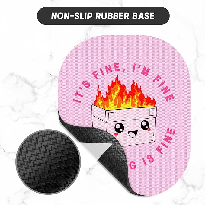 Small Mouse Pad, 6 x 7 Inch, Oval Mini Mouse Pad with Non-Slip Rubber Base for Laptop Wireless Mouse Keyboard Tray Mousepad, Cute Dumpster