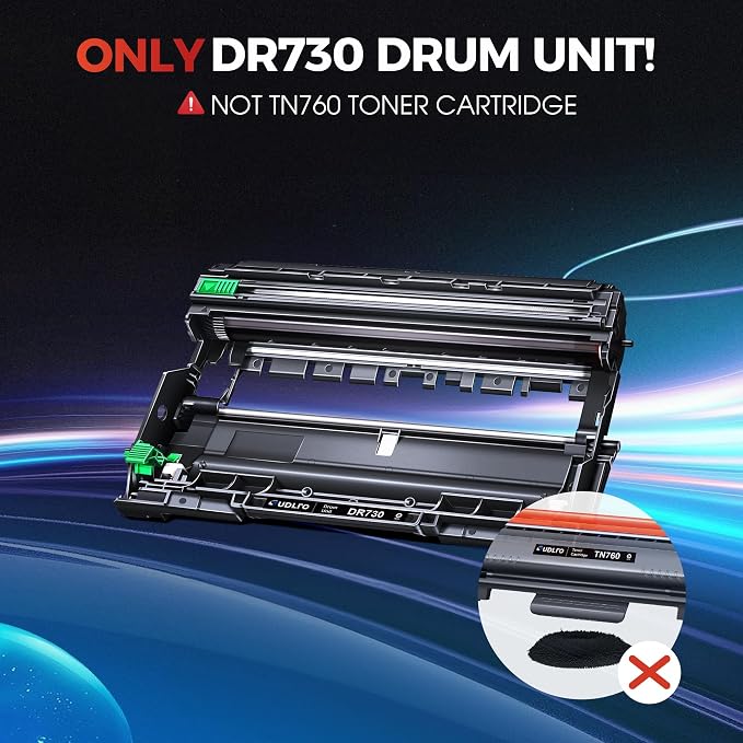 SUDLTO Compatible DR730 DR-730 (Not Toner) | Replacement for Brother Drum DR730 for with MFC-L2750DW HL-L2370DW MFC-L2710DW HL-L2350DW DCP-L2550DW Printer (2 Pack, Black)