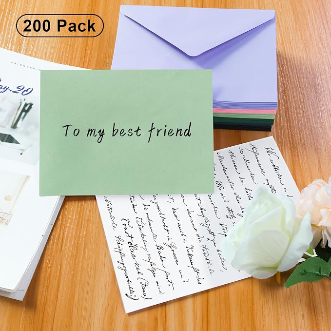 200 Pack A7 Envelopes, Sage Green Greeting Card Envelopes Self Seal, 5.24 x 7.24 in Envelopes for Birthday Graduation Baby Shower Wedding Invitation Cards