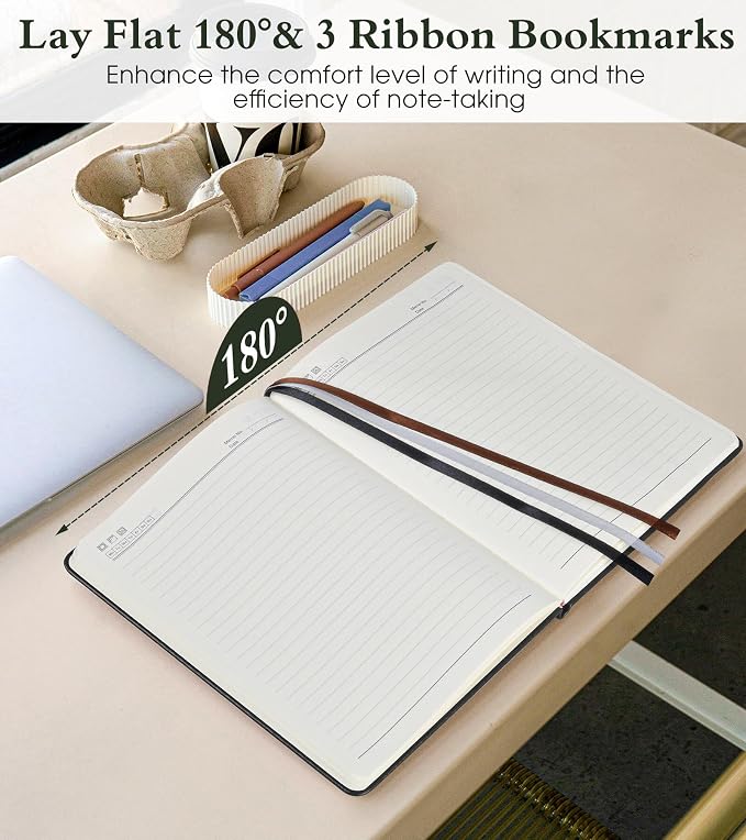 PAIBAS Lined Journal Notebook for Women Men, 160 Pages, A5 Hardcover Vintage Leather Journaling Notebooks for Work, School, Note Taking, Travel, Bible Study, Daily Diary for Writing 5.8"x8.5" (Black)