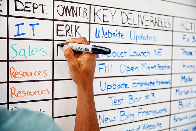 Post-it Easy Erase Permanent Marker Whiteboard Surface, Permanent Marker Wipes Away with Water, 6 ft x 4 ft, White Dry Erase Whiteboard Film (EE6x4)
