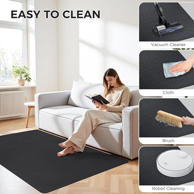 Sycoodeal Chair Mat, 48" x 60" Office Chair Mat for Hardwood and Tile Floor, Heavy Duty Floor Protector for Rolling Chairs, Non-Slip,Computer Mat for Home Office(Black)