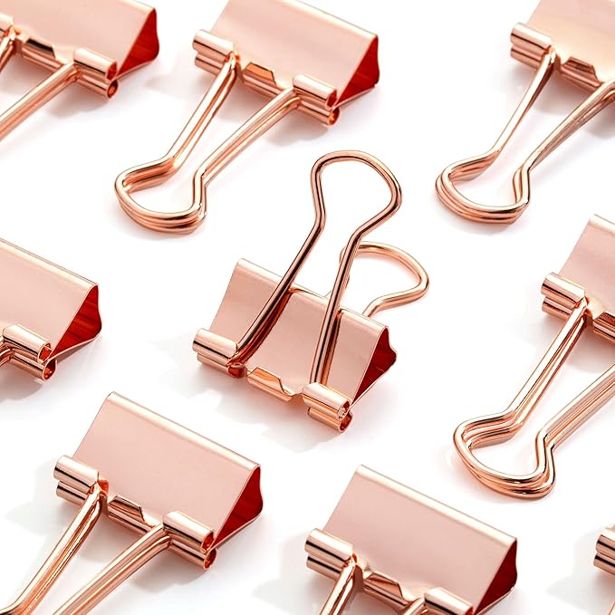 Mr. Pen- Small Binder Clips, 50 pcs, 0.75", Small Size, Rose Gold Metal Binder Paper Clips, Paper Clamps for Office Supplies, Home, School, Business, Document Organizing