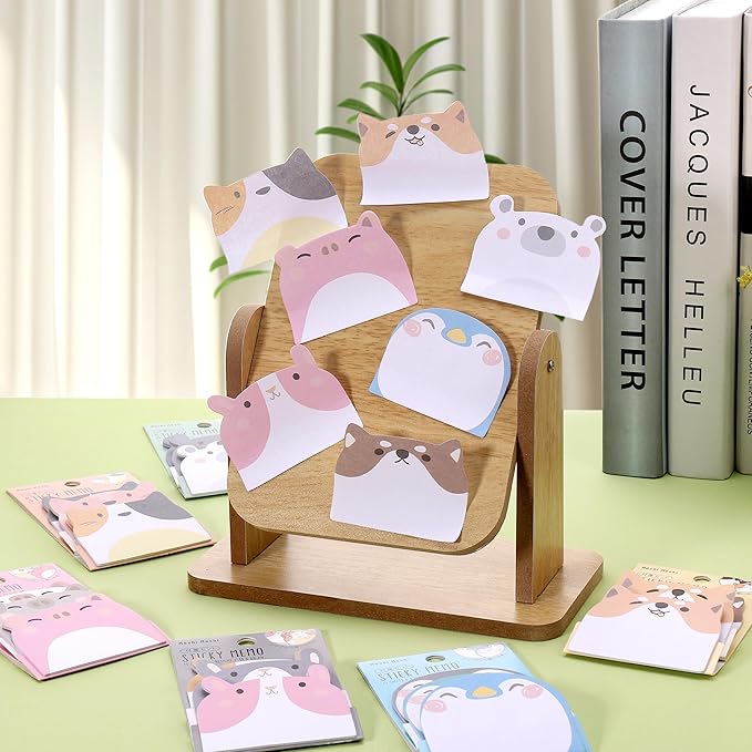 Cute Sticky Notes, 12 Pack 540 Sheets Kawaii Cartoon Animal Sticky Notes, Mini Cartoon Notes Animals Shape Markers Flags Self-Stick Memo Pads for School Home Office