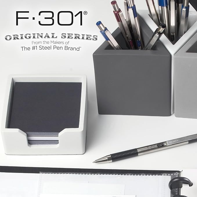 Zebra Pen STEEL F-301 Retractable Ballpoint Pen, Black Ink, 0.7mm, 18-Pack | Stainless Steel Barrel, Non-Slip Grip, Easy-Glide Ink, Fine Point, Professional Design, Ideal for Journals & Planners (27118)