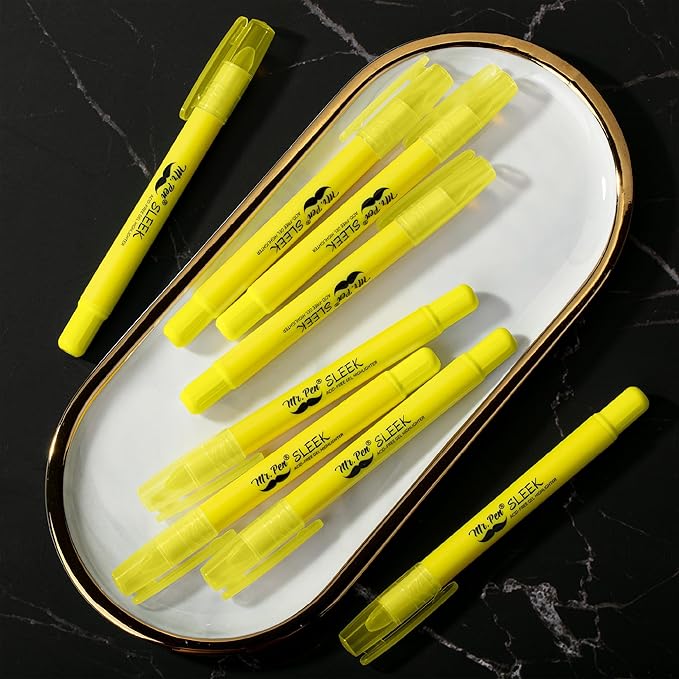 Mr. Pen- No Bleed Gel Bible Highlighters, Yellow, Pack of 16