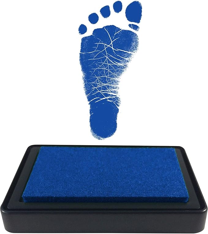 ReignDrop Ink Pad For Baby Footprint & Handprint - Creates Impressive Long Lasting Keepsake Stamp for Infant & Kids. Smudge Proof, Easy to Wipe Off Skin, Safe & Gentle Acid Free(Dark Blue)