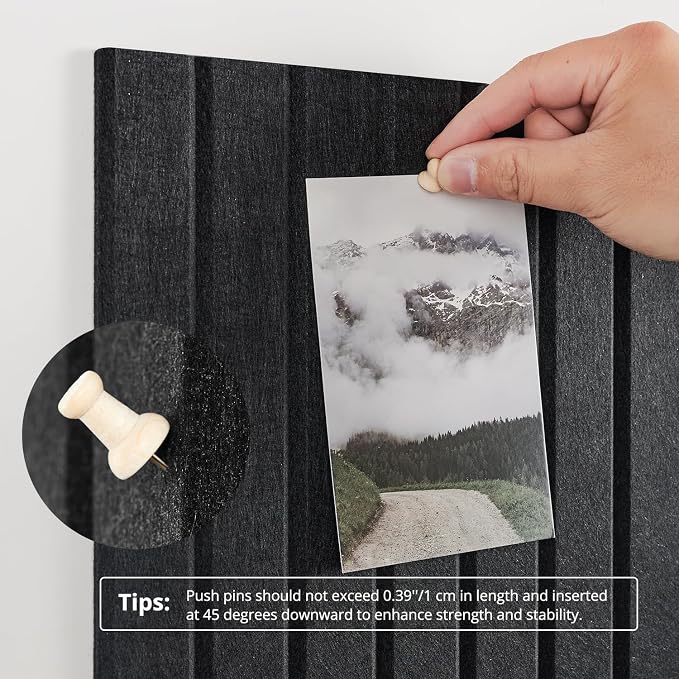 Felt Bulletin Board 36"×24" Cork Board with 30 Adhesive Tabs Black | 6 Pack Cork Boards for Office, Pin Boards For Walls, Use in Bedroom Home Classroom Decor