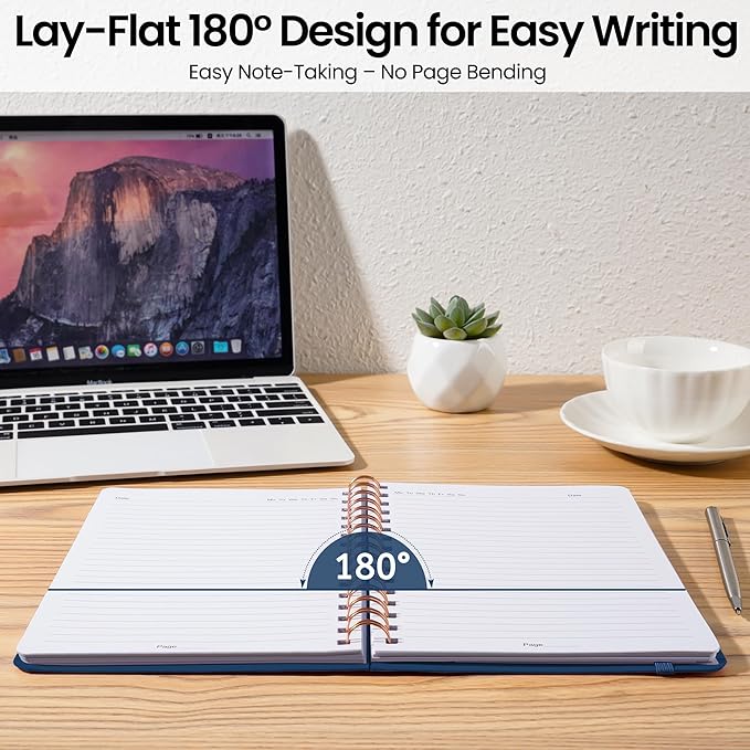 Lined Spiral Journal Notebook, A5 College Ruled Notebook for Journaling, Note-Taking, and Daily Planning, Durable Hardcover with an Elegant Design, Navy