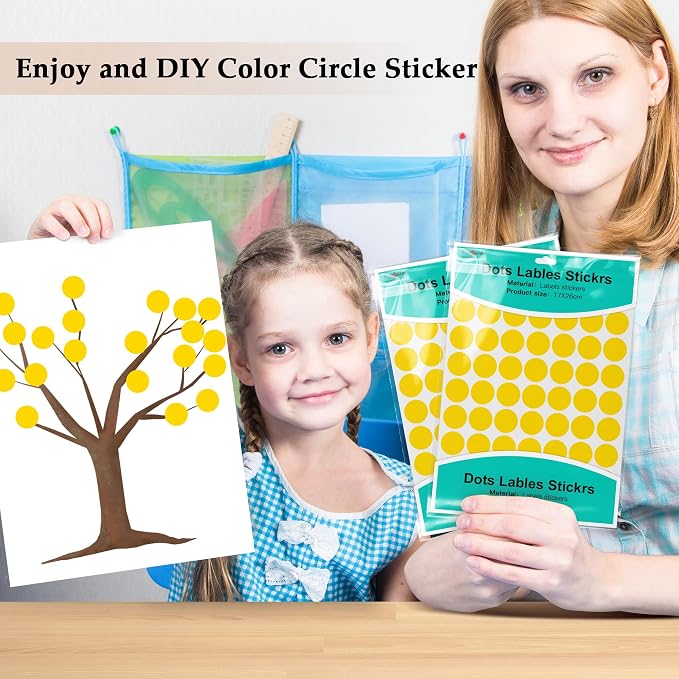 PARLAIM 3/4 Inch Coding Circle Sticker Labels,Pack of 1050 Round Color Code Dot Labels Stickers for Home Office Marking,Organizing(Yellow)