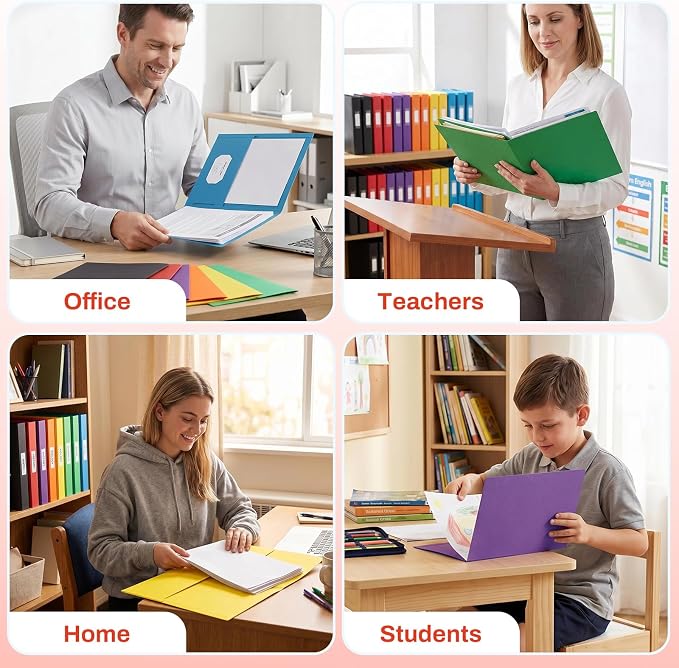 SUNEE Folders with Pockets (25 Pack, Orange), 2 Pocket Folders Fit Letter Size Paper, Paper File Folder for School Office Home Bussiness