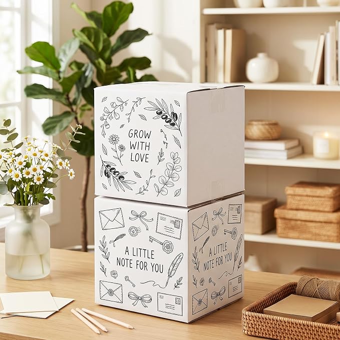 HORLIMER 40 Pack 6x6x6 Shipping Boxes, White Corrugated Cardboard Box for Mailing, Packaging, Small Business