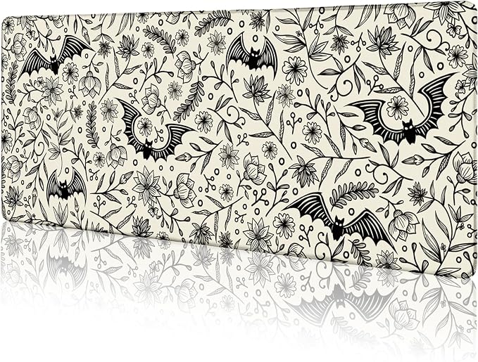 LIMKRIAN Bat Mouse Pad, Large Gaming Desk Mat, 31.5 x 11.8 in Gothic Decor | Stitched Edges, Non-Slip, Computer Keyboard Pad Mat for Work, Gamer, Office, Home, Desktop, Goth Desk Accessories for Women