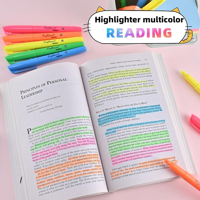 Assorted Colors Fluorescent Highlighters, 15 Count, with 120 Pcs Sticky Index Tabs, Chisel Tip Colored Highlighter Bulk, Quick Drying, Perfect for Students Adults Classroom, School, Office