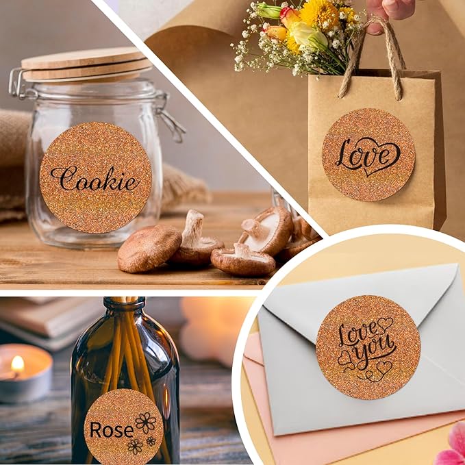 3 Inch Holographic Thermal Labels,Round Thermal Printer Labels,Waterproof Thermal Printer Stickers for DIY Logo Design,Name Tag,QR Code,Thanks Card 150 Labels/Roll (Brown dots)