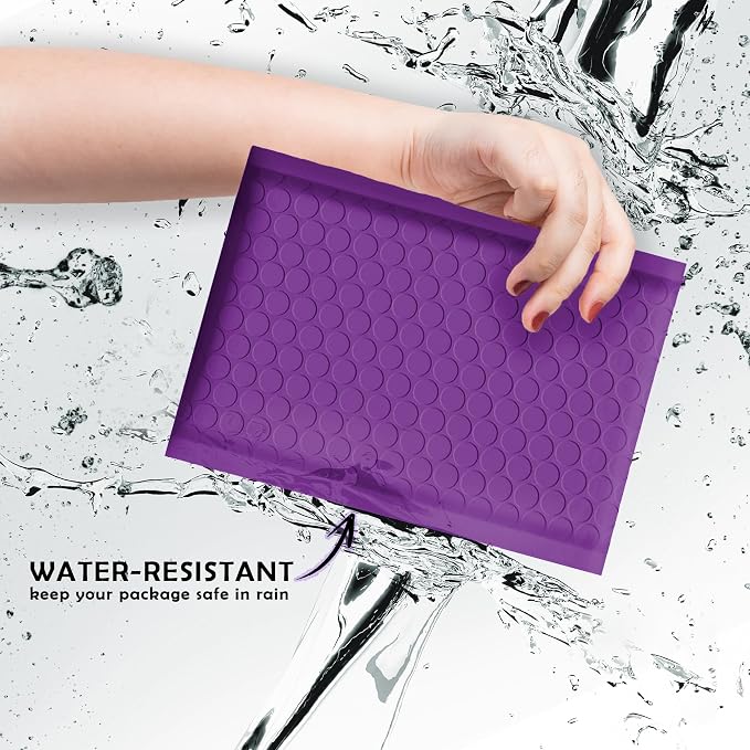 Yens Purple Poly Bubble Mailers 8.5x12 25 Pack Usable 8.5x11 | Waterproof Self Seal Adhesive Shipping Bags, Cushioning Padded Envelopes for Shipping, Mailing, Packaging