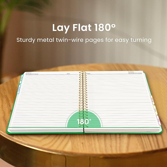 Hardcover Spiral Journal Notebooks for Work With Removable Dividers & Tabs, 8.5"x11" 5 Subject Notebook for Note Taking & Organizer, A4 College Ruled Lined Journal for Women & Writing, Racing Green, 280 Pages