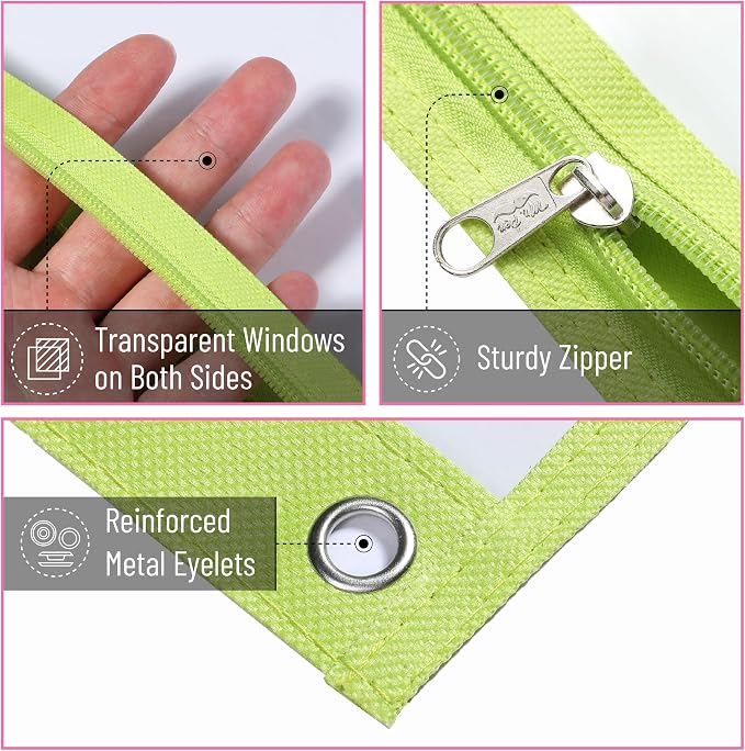 Mr. Pen- Pencil Pouch for 3 Ring Binder, 5 Pack, 10"x7", Smooth Zipper | Clear Window, Large Capacity Pencil Case with 3 Reinforced Grommets for School, Office, Supplies Storage | Clear Window, Large Capacity Pencil Case with 3 Reinforced Grommets for ...