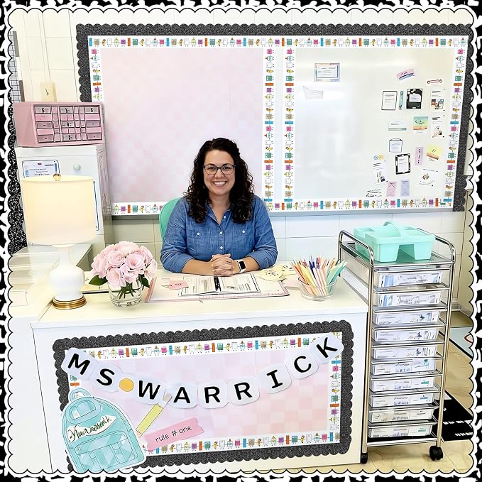 Gilprop 100ft Back to School Bulletin Board Border Composition School Theme | Classroom Decoration, Scalloped Trim, Preschool Kindergarten Office Teacher Suppy, Party Wall Decor