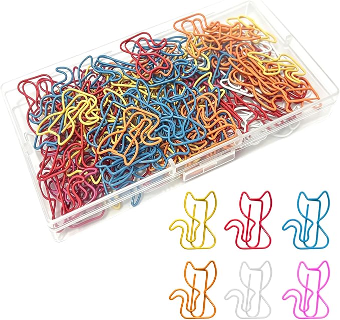 Cat Paper Clips, 100 Pcs Decorative Paperclips, Supplies Stationery | Cute Fun Office Supplies Gifts for Women Men Coworkers Teachers Students Girls Boys Graduation Gifts Father Day