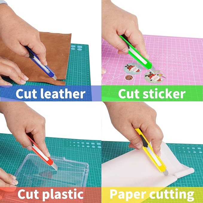 DIYSELF 8 Pack Box Cutter Retractable Utility Knife, 9mm Wide Blade | Box Cutters Bulk for Cardboard, Packages, Paper, Snap-Off Blades Razor Knife, Navajas para Trabajo, Disposable Box Opener
