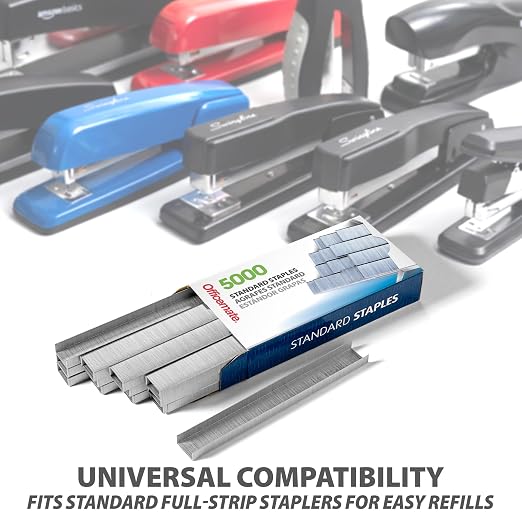 Officemate OIC Chisel Point Staples - 5000 Count, 20 Sheet Capacity, 1/4-Inch Leg Length, School Supplies and Office Supplies for Standard Stapler Applications