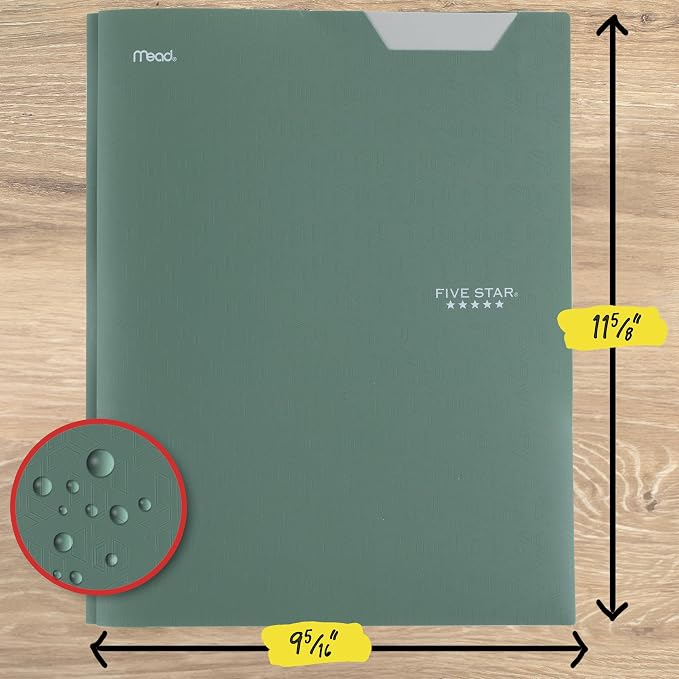 Five Star 2-Pocket Plastic Folder with Stay-Put Tabs and Prong Fasteners, Holds 8.5" x 11" Paper, Assorted Colors, 4 Pack (340300B)