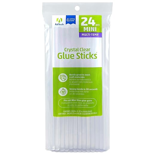 AdTech 8" Mini Hot Glue Stick, Part# W220-3824, 24 Count (Pack of 12)