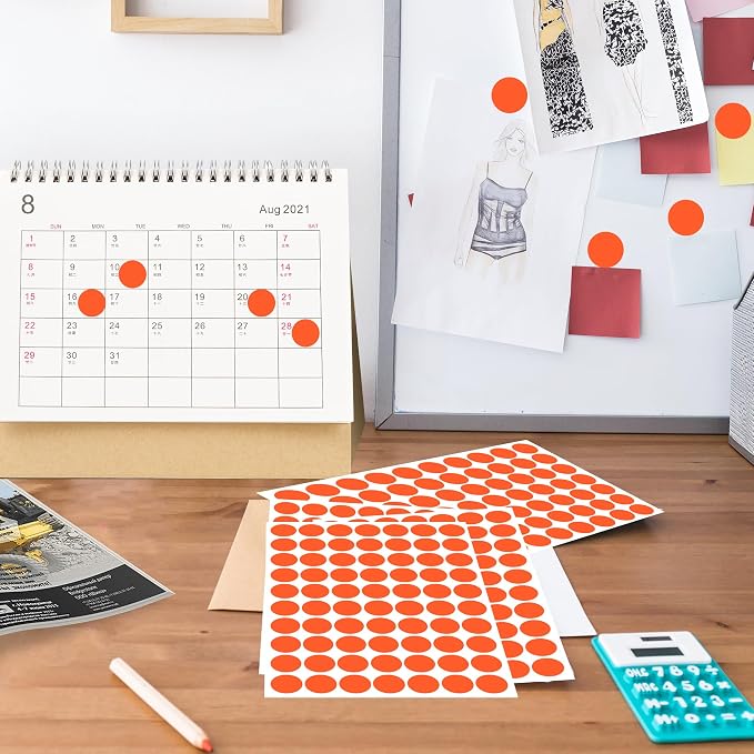 PARLAIM 3/4 Inch Coding Circle Sticker Labels,Pack of 1050 Round Color Code Dot Labels Stickers for Home Office Marking,Organizing(Neon Orange)
