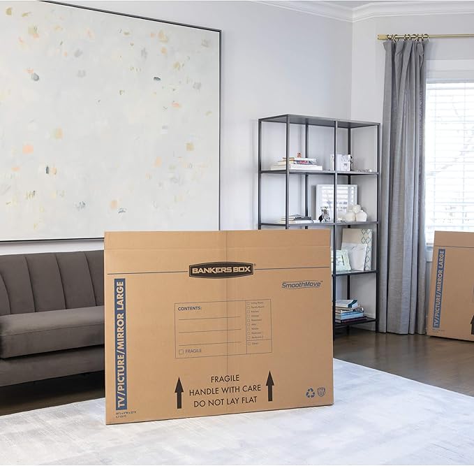 Bankers Box Large, Up to 55" TV/Picture/Mirror, Moving Box 4 Pack, 48-In x 4-In x 33-In (7711301)