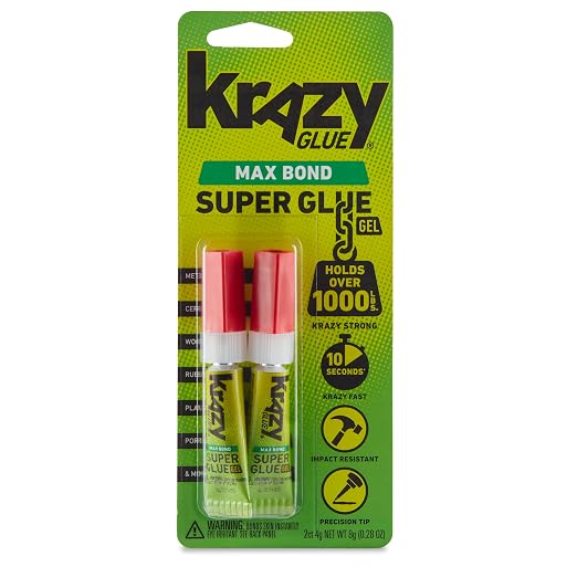 Krazy Glue Max Bond Strong Super Glue, 4g (2 Pack), Clear Gel Glue with Precision Tip for Easy Application, Strong Adhesive Bonds Wood, Plastic, Metal, Ceramic, Rubber, Leather in Seconds