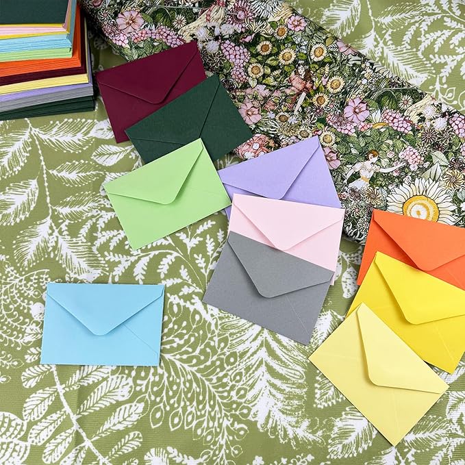 150 Packs of Gift Card Envelopes, 10 colors Mini Envelopes, Gift Card Holder, Business Card Envelopes(4"x2.75") (Multicolor)
