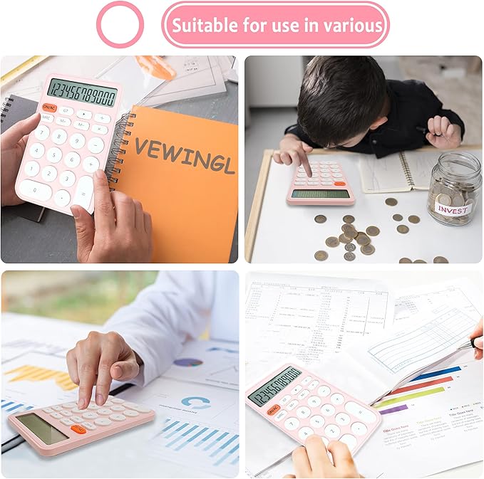 VEWINGL Standard Calculator, 12 Digit Large Display Desktop Calculator with Big Buttons for Office, School, Home & Business