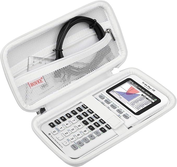 BOVKE Case for TI-84 Plus CE/TI-84 Evo/TI-84 Plus/TI-83 Plus/CE Calculator | Texas Instruments TI-84 Plus CE/TI-84 Evo/TI-84 Plus/TI-83 Plus Color Graphing Calculator Shockproof Carrying Case, White