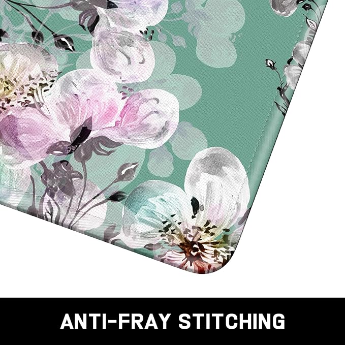 Mouse Pad, Minimalism Marble Style Computer Pad, Anti-Slip Rubber Mouse Mat with Stitched Edges for Gaming, Office, Laptop, PC, Women, 9" x 8" Thick 3 mm, Green Pink Peach Blossom