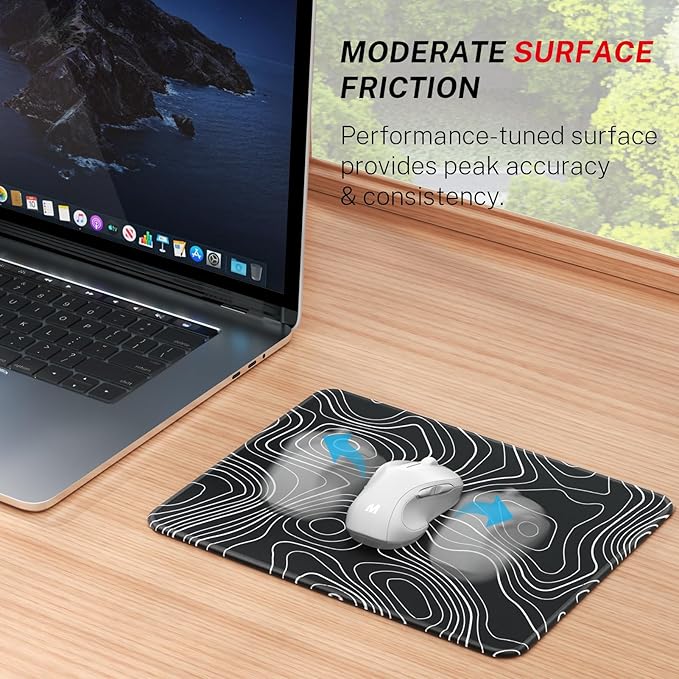 MROCO Mouse Pad [30% Larger] with Anti-Fray Stitched Edges, Premium-Textured Waterproof Surface, Non-Slip Rubber Base, Computer & Gaming Mouse Mat for Laptop, Office & Home, Black Topographic
