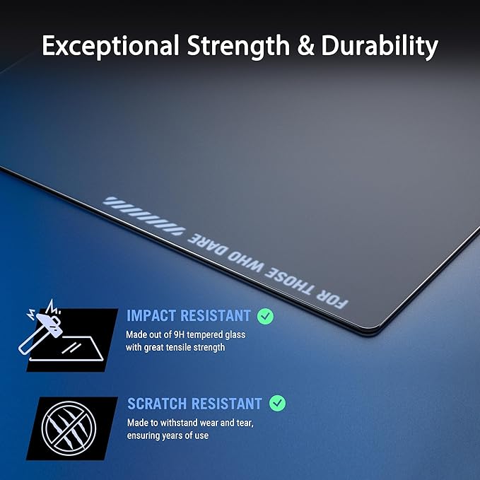 ASUS ROG Moonstone Ace L Glass Gaming Mouse Pad – 19.7” x 15.7”, Ultra-Smooth Matte Tempered Glass for Quiet Ultrafast Glides, Impact/Scratch Resistant, Easy to Clean, Anti-Slip Silicone Base - Black
