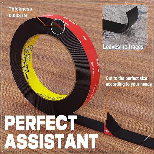 tapify Double Sided Tape Heavy Duty 0.39 x33FT | Double Sided mounting Tape for Walls,vhb Strong for Car, LED Strip Light, Home/Office Decorr