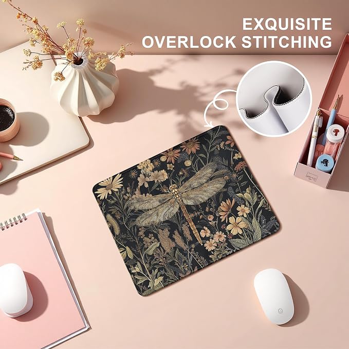 Vintage Moody Floral Fox Mouse Pad, Fox Lover Gifts, Dark Cottagecore Botanical Forest Animal Mouse Pads Mousepad for Home Office Dorm Computers Laptop Supplies Desk Accessories, 9.5x7.9 Inch