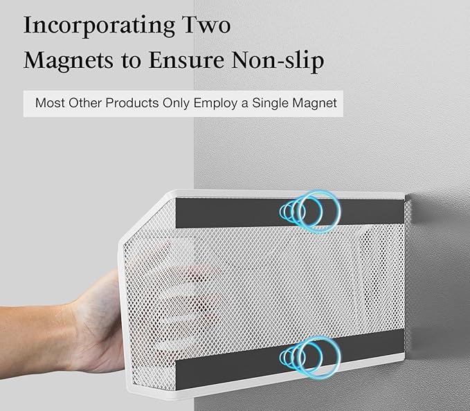 JANE EYRE Magnetic File Holder - 3PCS Paper File Mail Organizer | No Drilling, Strong Dual Magnets Magazine Paper Document Organizer for Cabinets Office Whiteboard