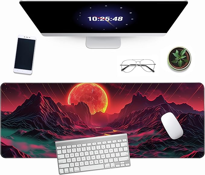 Red Mountain Large Mouse Pad Mountain Pattern Gaming Extended XL Mousepad Big Computer Keyboard Desk Mat for Non-Slip Rubber for Gaming and Office 31.5x11.8inch