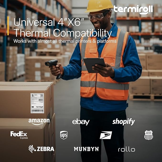 4x6 Thermal Shipping Labels Roll – 350 Precision Cut Direct Thermal Labels, Commercial Grade Strong Adhesive, Compatible with Rollo, Zebra, MUNBYN & iDPRT Printers