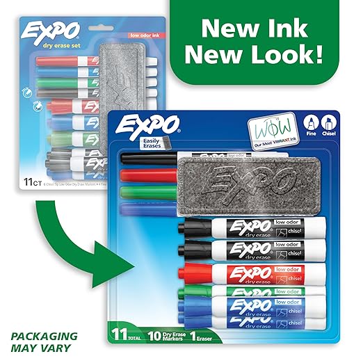 EXPO Dry Erase Markers Set, Fine & Chisel Tips, 11 Count - Classroom, Office Supplies, For White Boards, Easily Erases