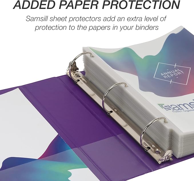 Samsill Durable 2 inch 3 Ring Binder, D Ring Binder, 100% Recycled Chipboard, Purple, 4 Pack